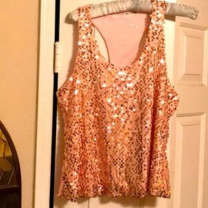 🌸2 for $15🌸 Sparkly Peachy Pink Sequined Top Sz L